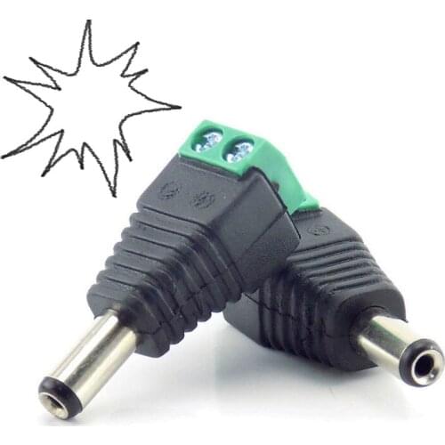 FREE Shipping 20pcs DC Male Elbow Adapter DC Power Plug BNC Connector For CCTV IP Camera Power Supply Surveillance Accessories