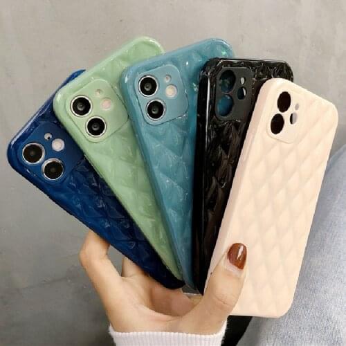 Luxury Diamond Pattern Silicon Phone Case For iPhone 12 11 Pro X XR XS Max 12 Mini 7 8 Plus SE2 Shockproof Soft Protection Cover