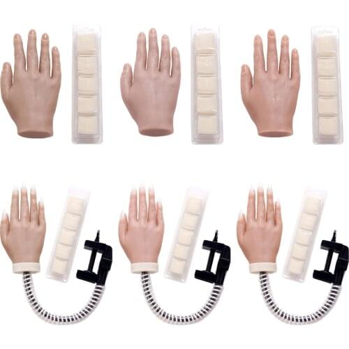 Silicone Mannequin Model Training Practice Hand Flexible Nail Practice Hands Flexible Fake Acrylic Hand 100pcs False Nail Tips