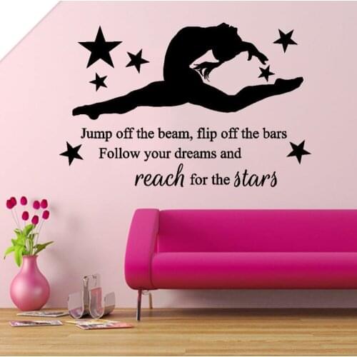 Sporty Spirit Sticker Reach From The Stars Girl Kids Bedroom Quotes Decal Art Mural Vinyl Pattern Home Decoration Decal SYY033