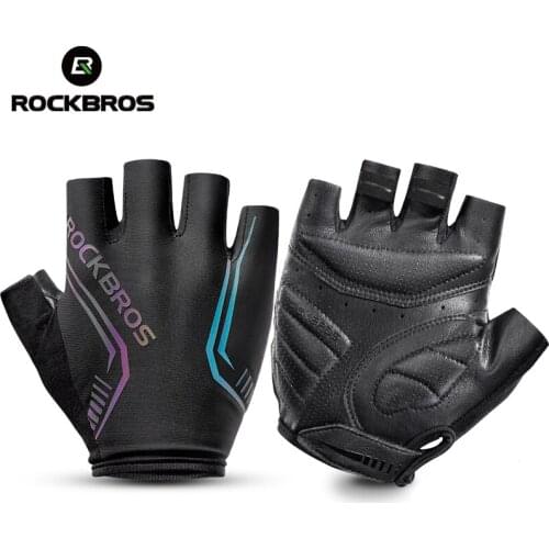 ROCKBROS MTB Road Male Cycling Gloves High Reflective Ant-slip Shockproof Fingerless Gloves For Bicycle Motorcycle Accessories