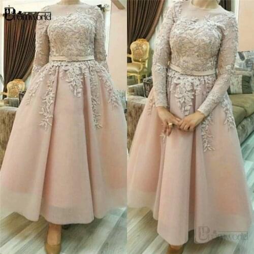 High Quality Evening Dresses 2020 O-Neck Full Sleeves Illusion A-Line Tulle Vestidos De Gala Long Formal Evening Gown