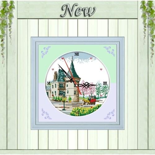 Castle carriage scenery decor painting counted print on canvas DMC 14CT 11CT Chinese Cross Stitch Needlework Set Embroidery kits
