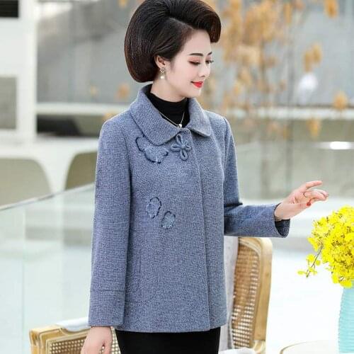 Middle-aged women Clothing Spring Autumn Slim Coats Turndown collar Women Short Outerwear Plus size 5XL Mother Casual Jackets