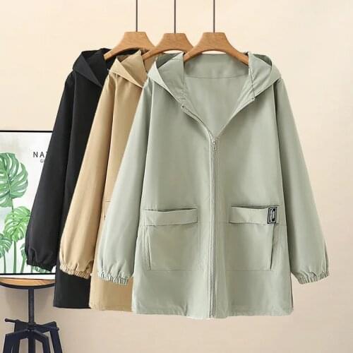 2021 Spring Autumn Classic Long Trench Coat Women Casual Hooded Windbreaker Female Overcoat Long Coat Female Loose Outwear Coats