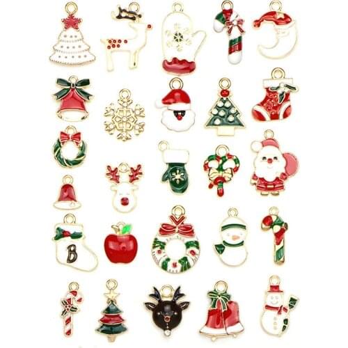 1pack Enamel Charms Mix Christmas Series Alloy Pendant, Santa Claus Gingle Hair Bow Hand Material DIY Earrings Accessories