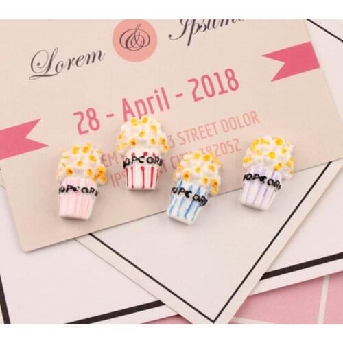 10pcs/lot Flatback Resin Cabochons Simulation Food Popcorn For Hair Accessory Phone Beauty Decoration Crafts DIY