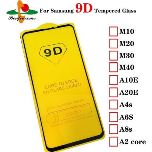 100pcs\lot 9D Tempered Glass For Samsung M10 M20 M30 M40 A10E A20E A6s A8s A4s A2 core Screen Protector Full Protective Film