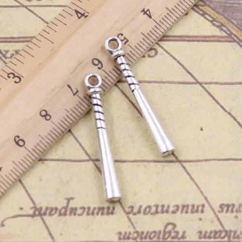 20pcs Charms Baseball Bat Club 35x5mm Tibetan Pendant Antique Jewelry Making DIY Handmade Craft For Bracelet Necklace