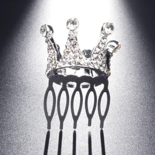 2021 Fashion Kids Hair Jewelry Accessories Mini Cute Crown Crystal Princess Comb Birthday Party Tiaras For Girls