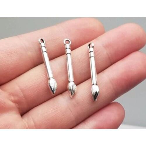 30pcs/lot--30x4mm, brush cham,Antique silver plated Paint brush charms ,DIY supplies, Jewelry accessories