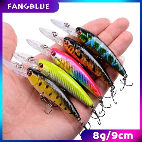 5Pcs 9cm 8g Minnow Fishing Lures Long Tongue Wobblers Floating Swimbait 5 Colors 0-2m Depth Carp Perch Fishing Tackle 2021