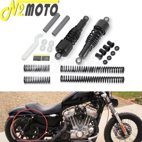 Retro Motorcycles Rear Shocks Absorber Suspension Springs Lowering Slammer Kit For Harley Sportster XL 883 1200 1988-2003 Black