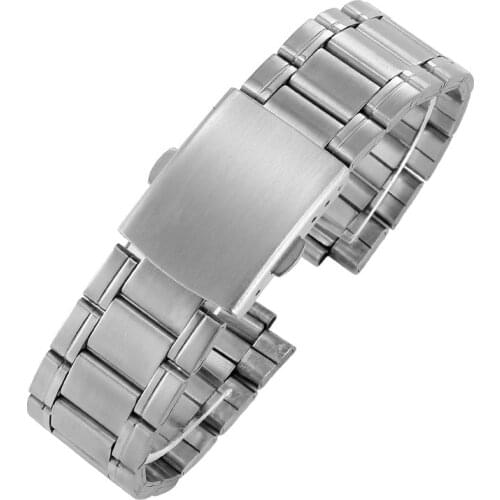 1Stainless Steel Links Watch Bands 6mm18mm20mm22mm24mm Strap Wristwatch Clasp Bracelet Replacement Light Weight Band Acceesory