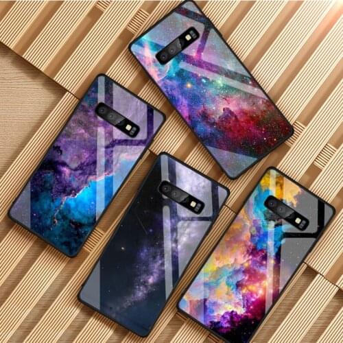 Space for galaxy Tempered Glass Phone Case For Samsung Galaxy S8 S9 S10 S20 PLUS J8 J6 J4 2018 NOTE 8 9 10 Cover Shell