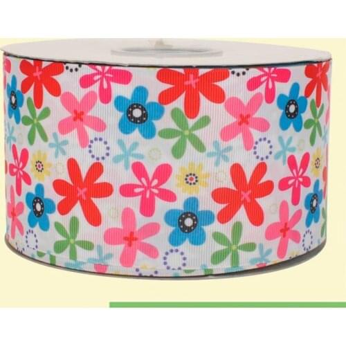 3" inch 75 mm 7.5cm colorful flowers free shipping printed grosgrain ribbons