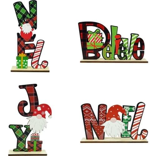 Wooden Christmas Ornaments Kids Toys Christmas Decoration for Home Kids Room Table Desktop Ornament Navidad Noel New Year Gift