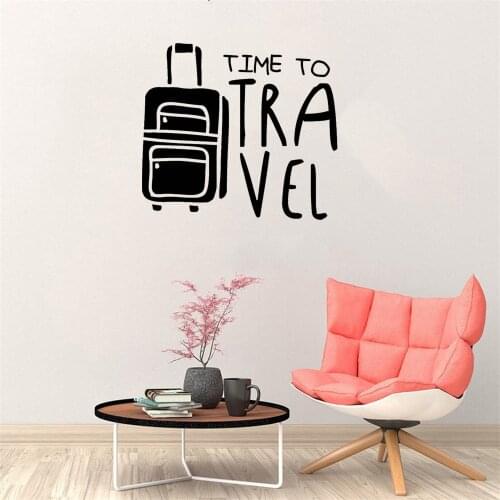 Travel Time Wall Sticker Explore Bedroom Luggage Wall Art Decal Vinyl Mural Home Decor For Holiday Room Revocable DW11139