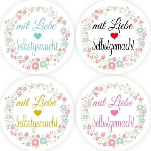 DouxArt 100 Pieces mit Liebe Selbstgemacht Stickers, 40mm Garland Wedding Decoration Communion Baptism Handmade Seals Labels