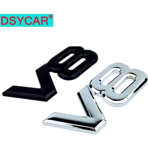 DSYCAR 1Pcs Fashion 3D Metal Chrome V8 Car Sticker Logo Emblem Decal Badge Car Body Sticker Universal,car Decoration Sickers New