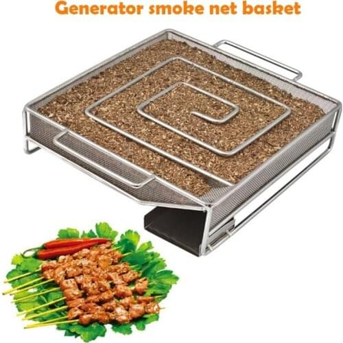 Cold Smoke Generator BBQ Accessories Steel Barbecue Grill Cooking Tool Smoker Salmon Bacon Fish Mini Apple Wood Chip Smoking Box