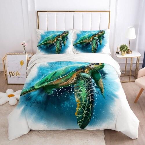 Bed linen set for home Bedding Set duvet cover 150*200 200*220 size 2 sp Bed sheet Pillowcase sea animal Dolphin blue tortoise
