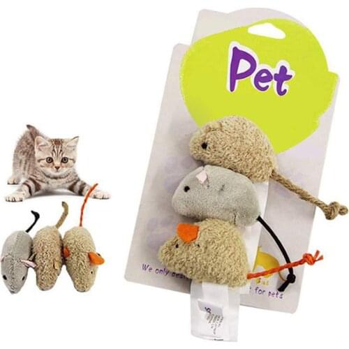 3Pc/set Pet Cat Mice Toys Rat Squeak Noise Sound Plush Simulation Mouse Interactive Cats Playing Toys Pet Products