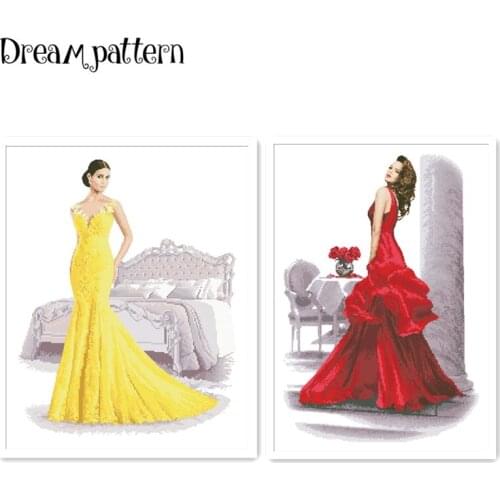 A beautiful woman cross stitch lady in dress package 18ct 14ct 11ct cloth cotton thread embroidery DIY handmade needlework