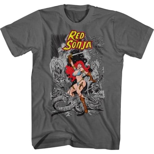 Red Sonja Movie Red Sonja Battling Mythical Creatures Adult T Shirt