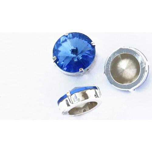 All Size Round Rivoli Sew On Rhinestones Crystal K9 Glass Sewing Diamond With Gold Claw Loose Rhinestones for Clothes Dress