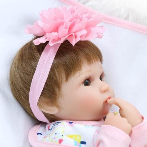 18 Inch Reborn Baby Dolls 40cm Soft Real Touch Black Brown Hair Baby Reborn Doll Toy For Surprises Gift