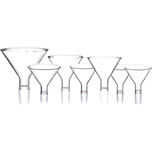 60/80/90/100mm Joint #14 #19 #24 #29 Lab Glass Powder Conical Funnel Teaching Labware