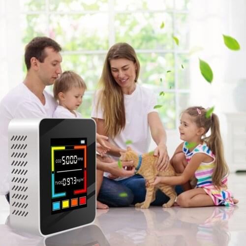Multifunctional CO2 Meter Digital Temperature Humidity Sensor Tester Air Quality Monitor Carbon Dioxide TVOC HCHO Detector drop