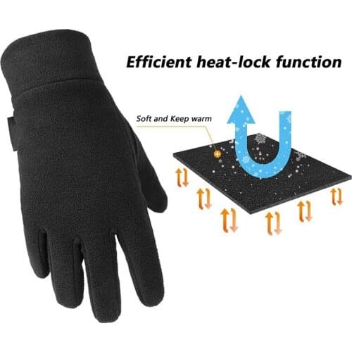 Man Outdoor Riding Fleece Gloves Winter Light Thermal Sports Full Finger Glove Running Jogging