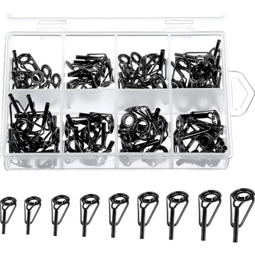 80 Pcs Fishing Rod Tip Repair Kit Stainless Steel Ceramic Ring Guide Tips Rod Guide Replacement Tip for Sea Fishing