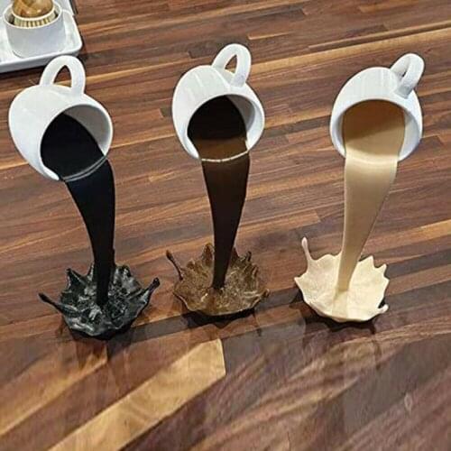 New Floating Cup Sculpture Pouring Liquid Coffee Mug Art Decor Gift Home Decoration 2021 Handmake Crafts Gift Kitchen Decor