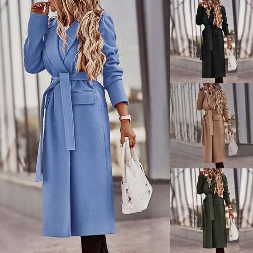 Пуховик женский 2020 зима Womans Loose Lapel Cardigan Solid Color Long Sleeve Mid-length Woolen Jacket mujer chaqueta