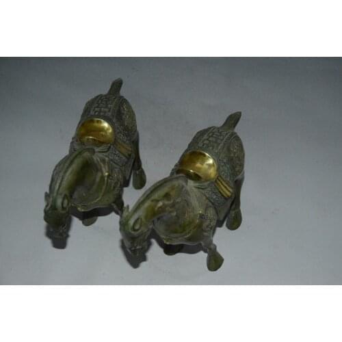 Rare Qing Dynasty (KangXi1661-1722) Bronze gilt Horse Statue/ Sculpture,A pair, dragon and phoenix,good carving,free shipping