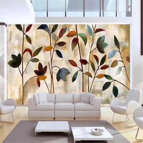 Custom Self Adhesive wallpaper 3D retro oil painting leaves background wall living room old man decoration mural papel de parede
