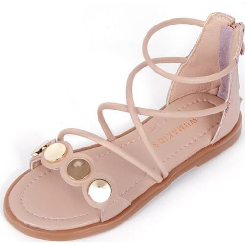 2020 Genuine Leather Girls Mary Jane Sandals Flats Opening Zipper Party Princess School Uniform Kids Flats