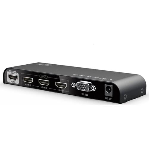 New HDMI 2.0 Switch HDMI Switcher 3x1 Audio Video Converter 4Kx2K@ 30/60Hz 1080P 3D with Remote Control RS232 Support HDCP2.2