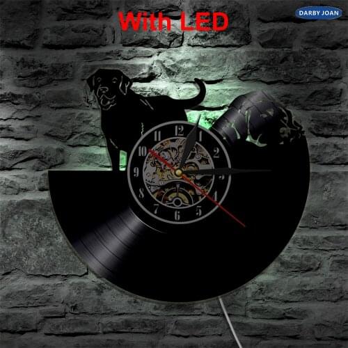 Led Wall Light Dog Theme Handmade Decorative Vinyl Clock Vintage LP Record For Living Room Interior Decor Art Indoor Lamp