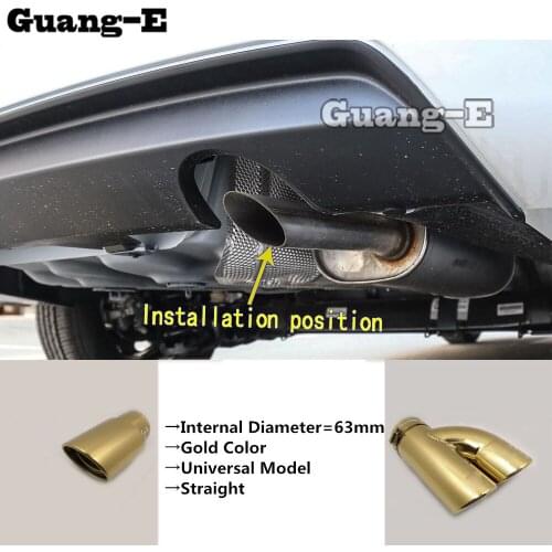 Internal Diameter=63mm/Gold Color/Universal Model/Straight Car Muffler Back End Pipe Dedicate Exhaust Tip Tail Outlet Vent 1pcs