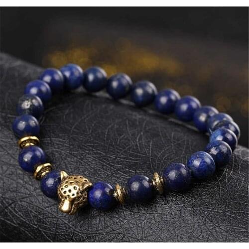 Weathered Agate Stone Dumbbell Leopard Head Lion Head Bracelet Owl 8mm Bracelet Bracelet Mens And Womens Elastic Bracelet