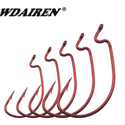 WDAIREN 20pcs/lot Wide Belly Crank Hooks Texas Rig Fishing Worm Bait Fishing Hook Ocean Fishing Tackle Boat Fishing WD-488