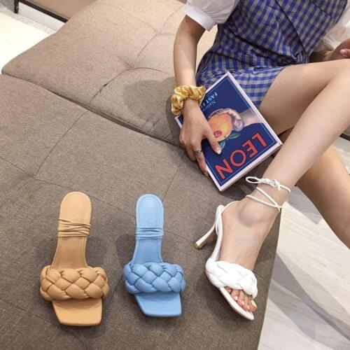 2020 Woman 9cm High Heels Slippers Open Toe Heels Summer Sandals Slippers Prom Platform Stripper Blue Mule Shoes