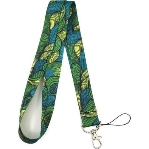 10pcs Vintage Green Thread pattern Lanyard Badge ID Mobile Phone Rope Key Lanyard Neck Straps Accessories webbings ribbons