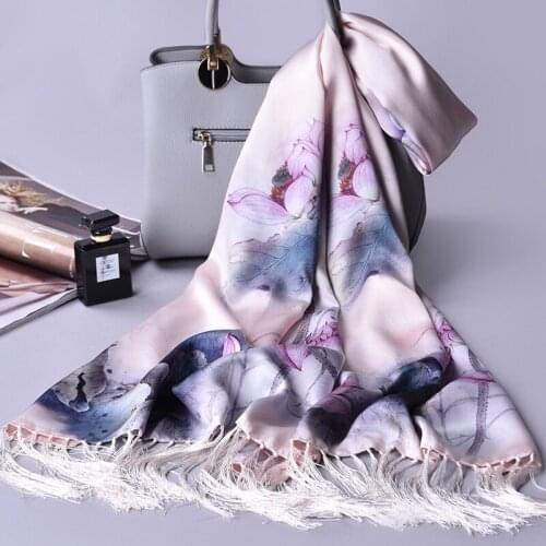 100% Real Silk Scarf Women 2020 Hangzhou Natural Silk Echarpe Shawls and Wraps for Ladies Foulard Femme Pure Silk Scarves Long