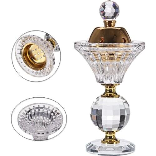 5.9inch Mini Incense Burner Crystal Incense Burner Diamonds Floral Arabian Style Crystal Incense Home Yoga Studio Decor Ornament