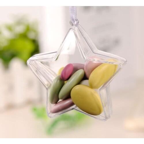 5pcs Plastic Transparent Five-pointed Star Shape Wedding Candy Box Case Decoration